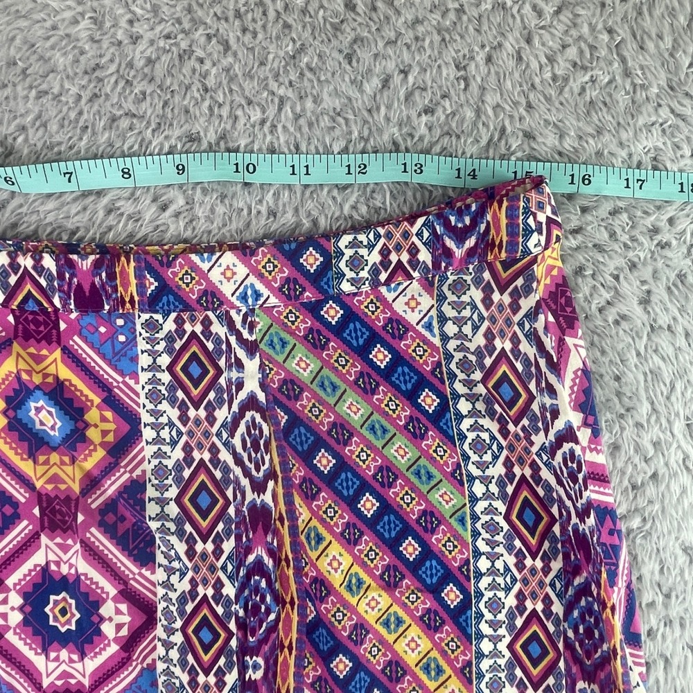 Flying Tomato Maxi Skirt Womens L Vibrant Geometric Tribal Print Boho Slit - Picture 5 of 7